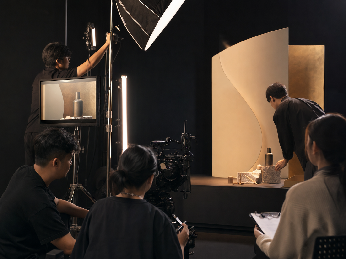 Creative production team filming a brand campaign